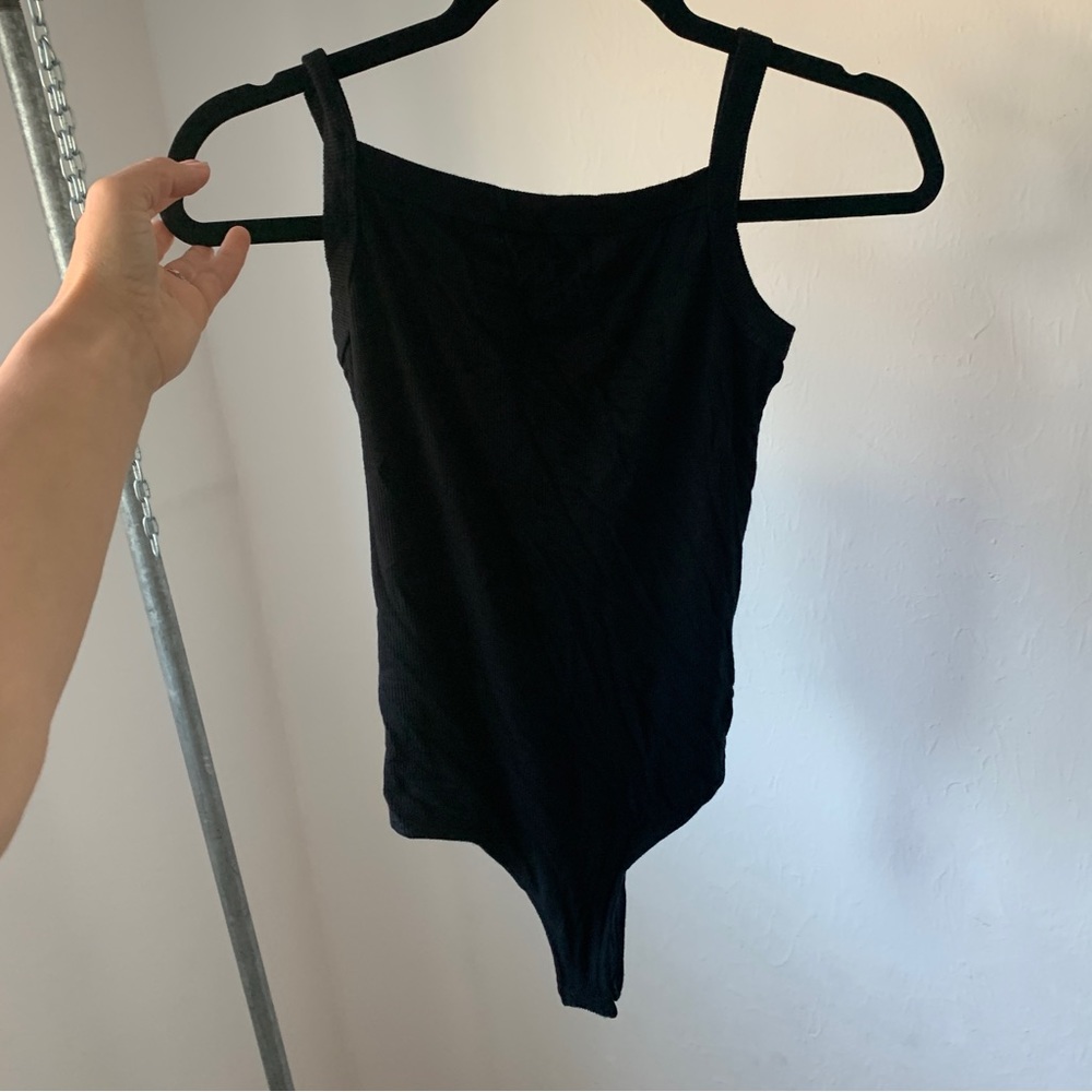 House of Harlow black ribbed bodysuit tank top low back rayon spandex xs af3